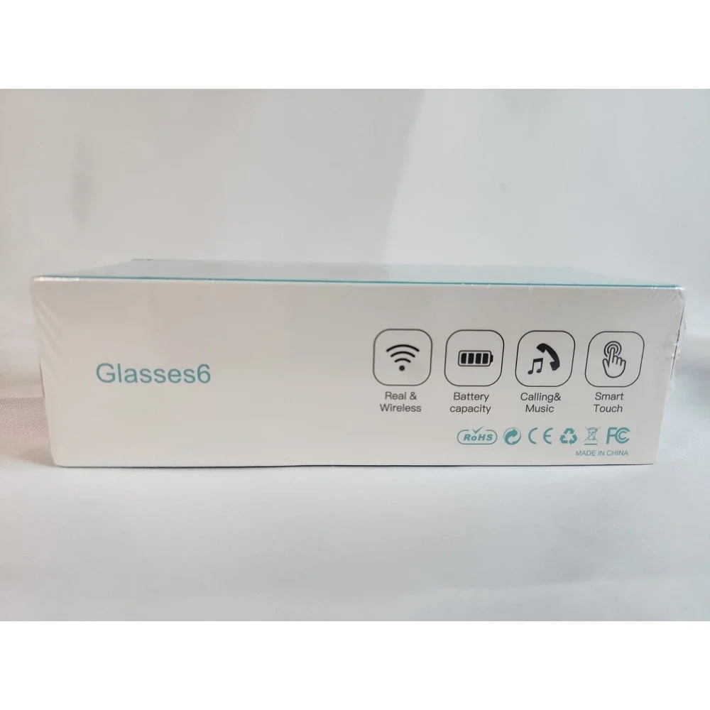 NIB Glasses6 Bluetooth Wireless Smart Touch Glasses Headset Call Functions Black